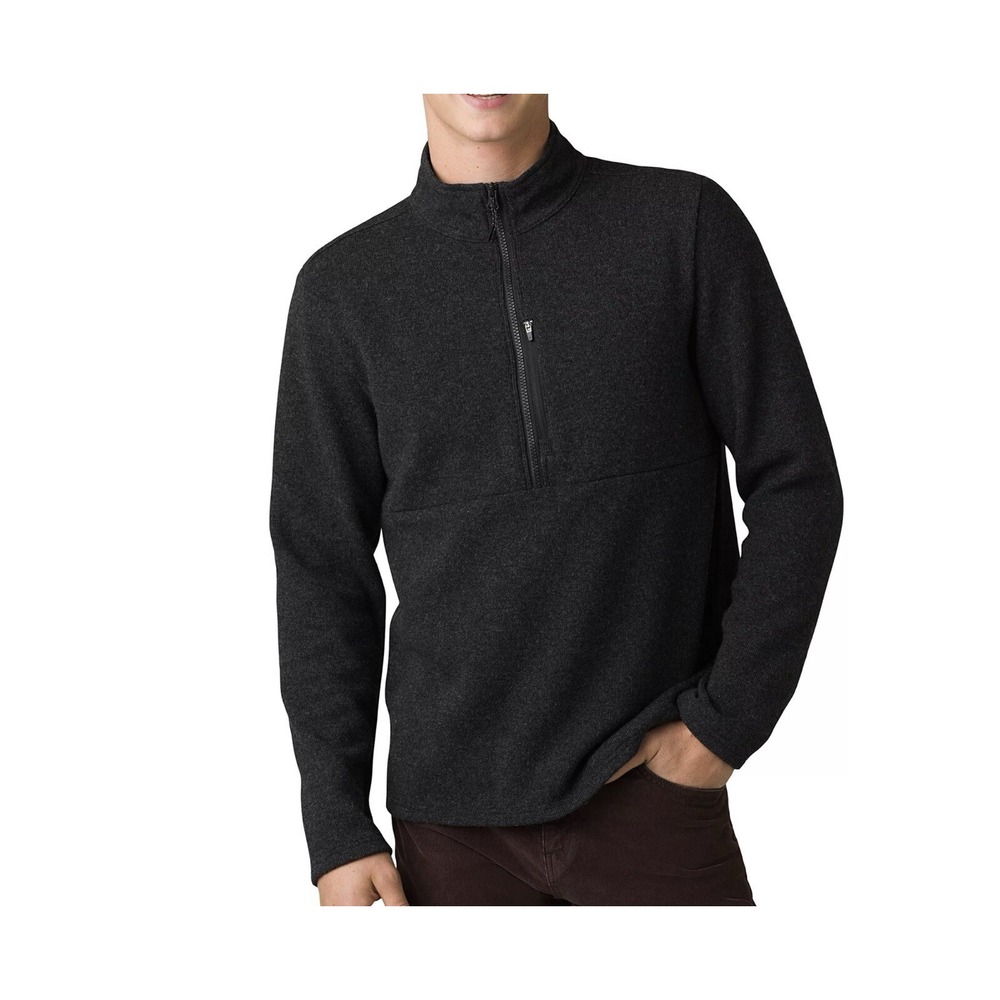 Prana Men Route Tracker 1/4 Zip Wool Blend Pullover Dark Iron Heather S 1968151